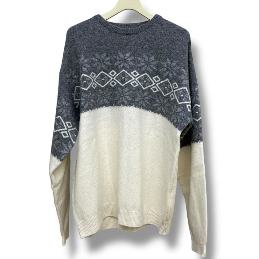 SEQUEL 23AW Nordic Crew Neck Bicolor Knit Gray Size XL