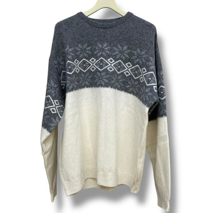 SEQUEL 23AW Nordic Crew Neck Bicolor Knit Gray Size XL