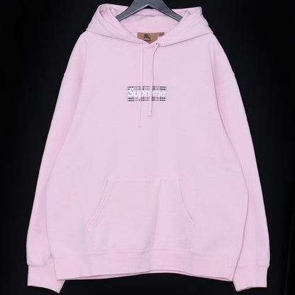SUPREME 22SS Burberry Box Logo Pullover Hoodie Pink Size XL
