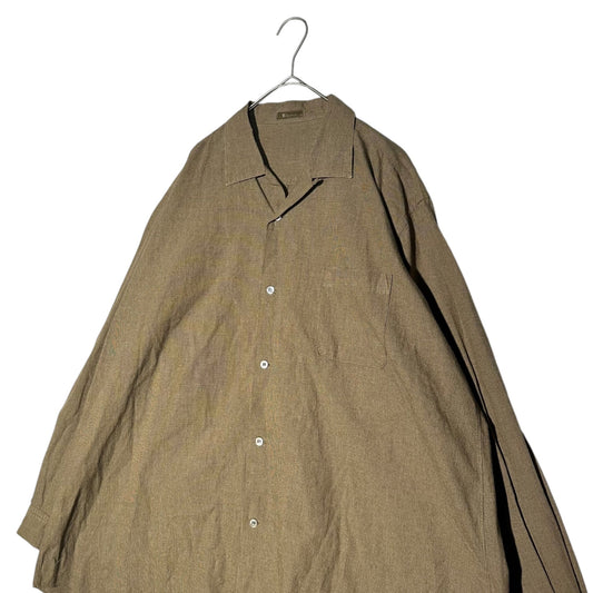 Y's for men Vintage Open-Collar Micro Shirt Brown Size FREE