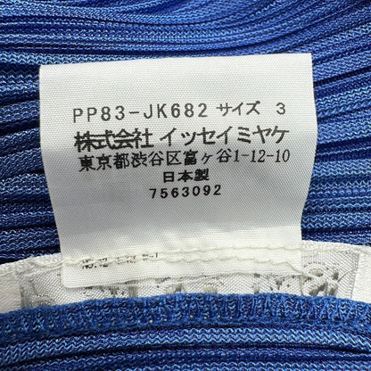 PLEATS PLEASE Long Sleeve Pleated Pullover Top Blue Size 3