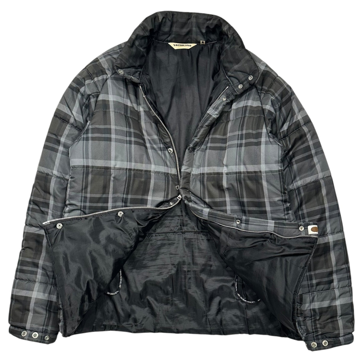 Bape A BATHING APE 2000s Tartan Padded Jacket Gray Size M