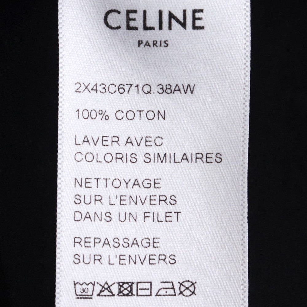 CELINE 38AW Small Logo Print Loose T-Shirt Black Size XS
