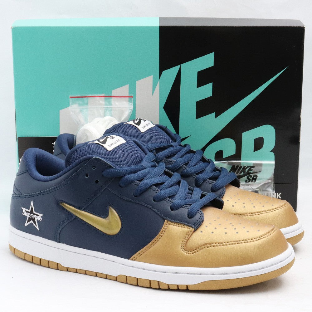 Supreme Dunk Low OG QS Gold/Navy Sneakers Size 28.5cm