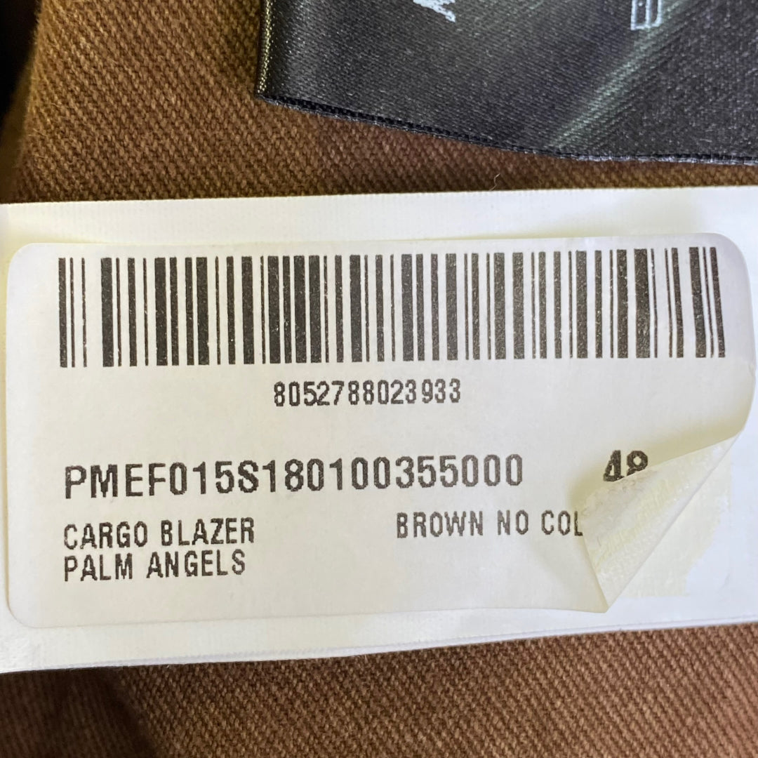 PALM ANGELS Cargo Blazer Jacket Brown Size 48