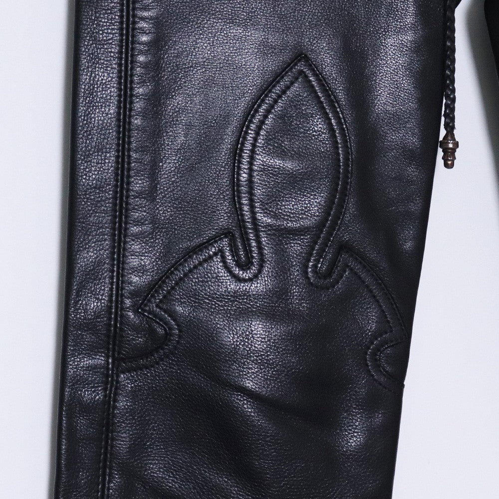 CHROME HEARTS Fleur Knee Lace-Up Leather Pants Size 24R1