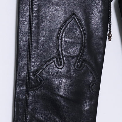CHROME HEARTS Fleur Knee Lace-Up Leather Pants Size 24R1