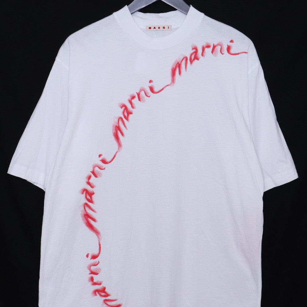 Marni White Cotton Print Logo T-Shirt Size 36