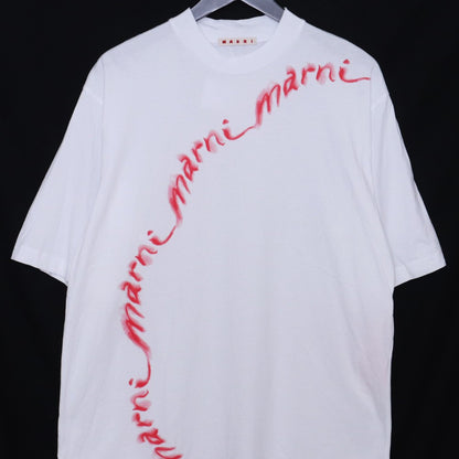 Marni White Cotton Print Logo T-Shirt Size 36