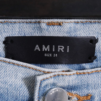 AMIRI MX1 Leather Bandana Skinny Jeans Blue Size 31