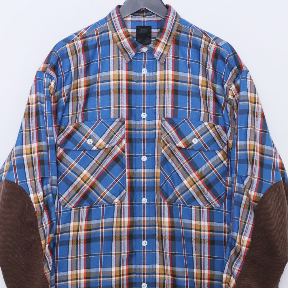 DAIWA PIER39 Tech Elbow Patch Flannel Shirt Blue Size M