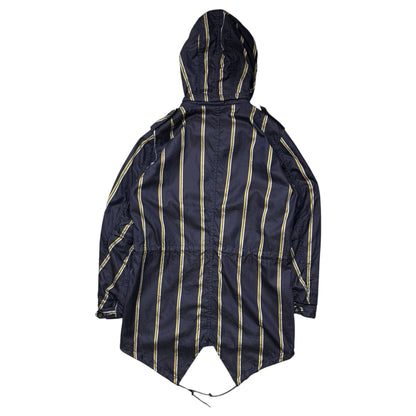 VISVIM 00s Fishtail Striped Cotton Coat Navy Yellow Size M