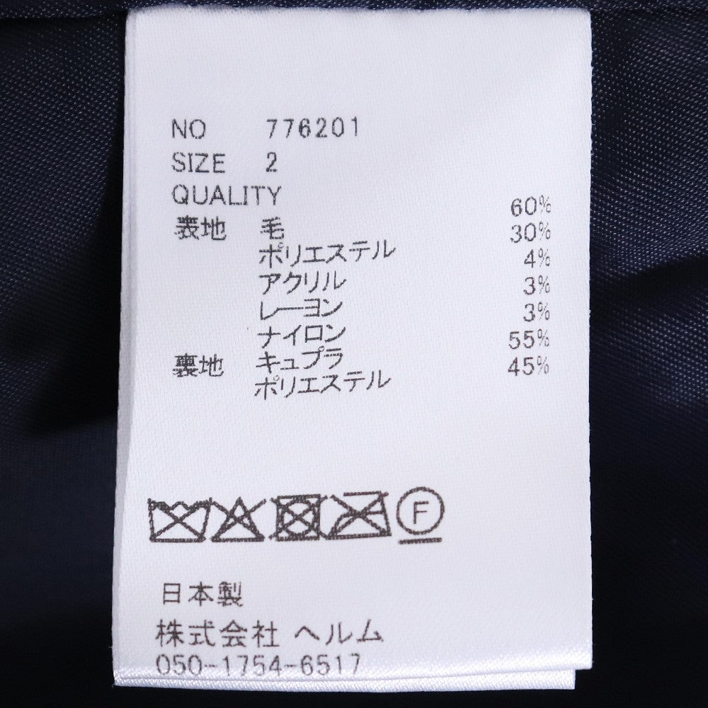 A NOVEL DAY Check Duffle Long Coat Navy Size 2