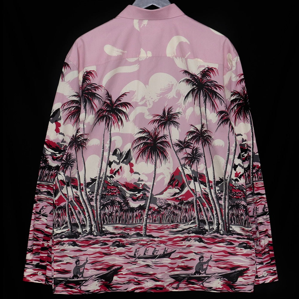 Prada Triangle Motif Palm Tree Shirt Pink Size 41