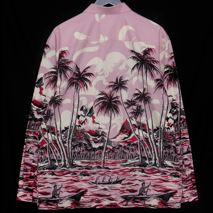 Prada Triangle Motif Palm Tree Shirt Pink Size 41