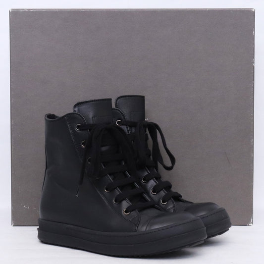 RICK OWENS DRKSHDW Ramones Leather Sneakers Black Size 37