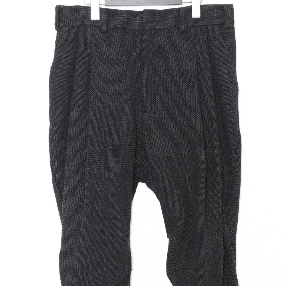 DEVOA Crazy Check Wool Silk Easy Casual Pants Black Size 2
