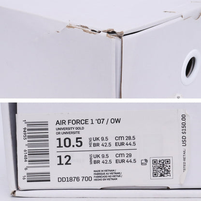 Off-White x Nike Air Force 1 Low Gold Sneakers Size 28.5cm